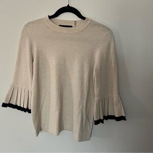 Ivanka Trump Cream Blouse with Black Trim